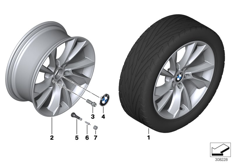 Л/с диск BMW турбинный дизайн 389 - 19'' для BMW F34 335i N55 (схема запчастей)