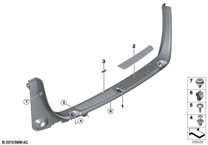 Облицовка борта погрузочного пола для BMW F34N 330dX N57N (схема запчастей)