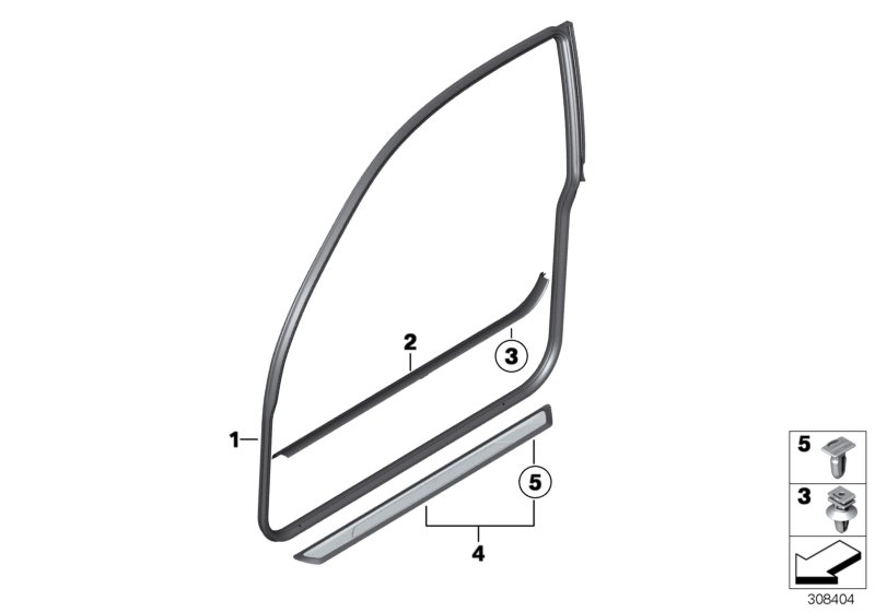 Защитная окантовка/накладка порога для BMW MOSP M235i Racing N55 (схема запчастей)