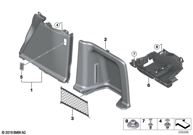Обшивка багажного отделения П для BMW F34 330dX N57N (схема запчастей)
