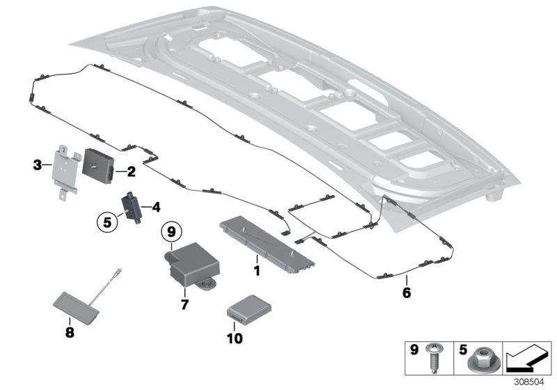 Детали антенны для BMW RR3N Coupé N73 (схема запчастей)