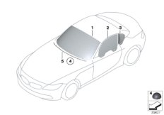 Остекление для BMW E89 Z4 20i N20 (схема запасных частей)