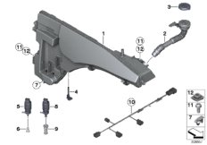 Бачок стеклоомывателя/омывателя фар для BMW E71 X6 40iX N55 (схема запасных частей)