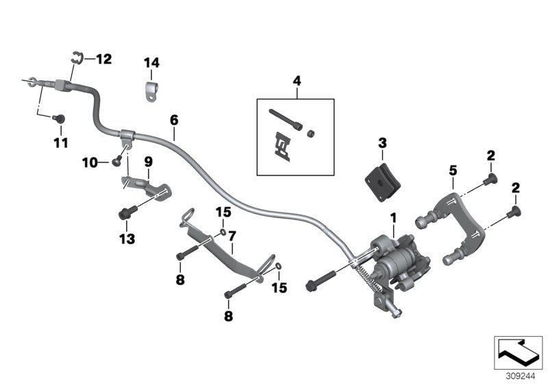 Стояночный тормоз для BMW K18 C 600 Sport (0131, 0132) 0 (схема запчастей)