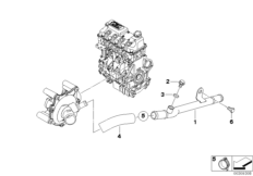 Водяной шланг системы охлаждения для BMW R53 Cooper S W11 (схема запасных частей)
