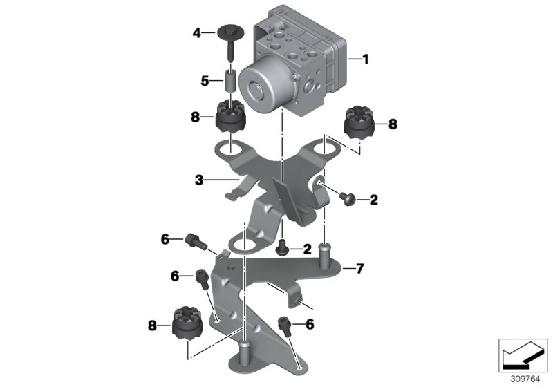 Модулятор давления ABS для MOTO K73 F 800 R 17 (0B54, 0B64) 0 (схема запчастей)