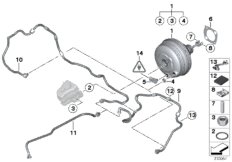 Вакуумный усилитель тормозов для BMW F10 535i N55 (схема запасных частей)