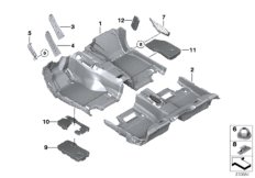 облицовка днища для BMW F11N 530dX N57N (схема запасных частей)