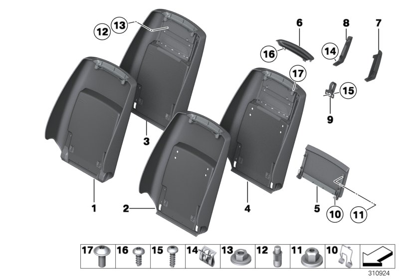 Переднее сиденье, задняя панель I для ROLLS-ROYCE RR4 Ghost N74R (схема запчастей)