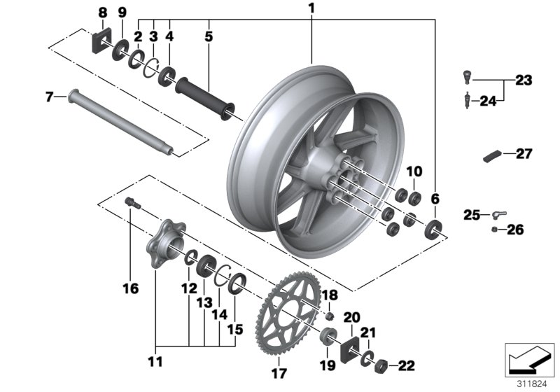 Кованый колесный диск Зд для BMW K42 HP4 (0D01, 0D11) 0 (схема запчастей)