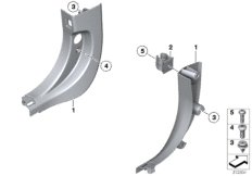Боковая обшивка пространства для ног для BMW F10N 550i N63N (схема запасных частей)