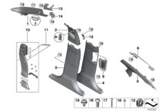 Облицовка Пд / Ср / Зд стойки для BMW F10N 520dX B47 (схема запасных частей)