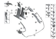 Облицовка стойки A / B / C / D для BMW F11N M550dX N57X (схема запасных частей)