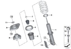 Детали амортизационной стойки Зд для MINI R56 Cooper D W16 (схема запасных частей)