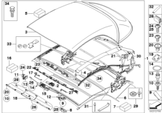 складной верх для BMW E88 120i N46N (схема запасных частей)