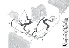 Шланги системы охлаждения для BMW E87N 120i N46N (схема запасных частей)