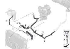 Шланги системы охлаждения для BMW E87 116i N45 (схема запасных частей)