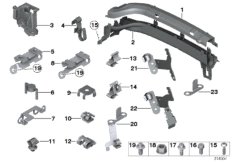 Элементы крепления жгута проводов для BMW F10 Hybrid 5 N55 (схема запасных частей)