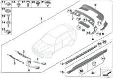 Аэродинамический комплект для BMW E70 X5 4.8i N62N (схема запасных частей)
