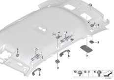 Доп.элементы потолка для BMW F11N 520d N47N (схема запасных частей)
