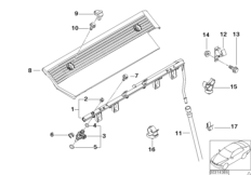 Клапаны/трубопроводы системы впрыска для BMW E46 325i M54 (схема запасных частей)