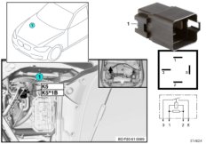 Реле электровентилятора двигателя K5 для BMW F32 420iX B48 (схема запасных частей)
