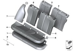 Набивка и обивка базового сиденья Зд для BMW F20N 118d B47 (схема запасных частей)