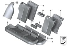 Набивка и обивка задн.сид.,люк в спинке для BMW F20N 116d ed B37 (схема запасных частей)