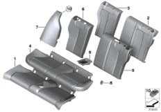 Набивка и обивка базового сиденья Зд для BMW F21N 118d B47 (схема запасных частей)