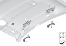 Доп.элементы потолка для BMW F07N 520d N47N (схема запасных частей)