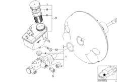 Главный тормозной цилиндр/бачок для BMW E46 325Ci M54 (схема запасных частей)