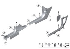 Боковая обшивка пространства для ног для BMW R60 JCW ALL4 N18 (схема запасных частей)