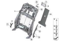 Каркас спинки переднего сиденья для BMW RR1N Phantom EWB N73 (схема запасных частей)