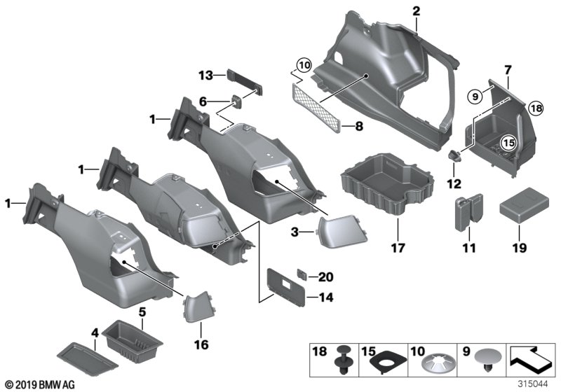 Обшивка багажного отделения Бок для BMW E92 330xi N52N (схема запчастей)