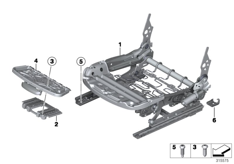 Каркас подушки переднего сиденья для BMW F32 420i N20 (схема запчастей)