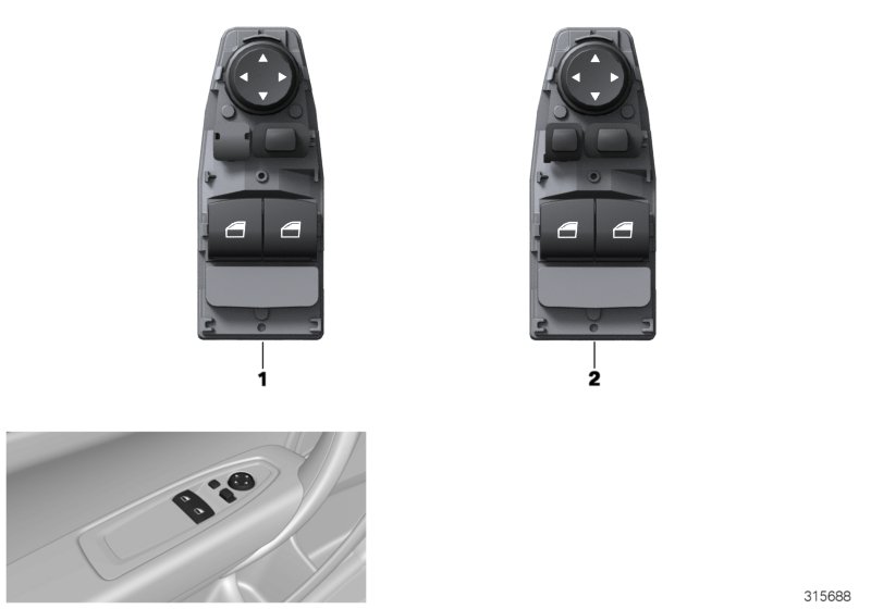 Выключатель стеклоподъемника стор.водит. для BMW F82 M4 GTS S55 (схема запчастей)