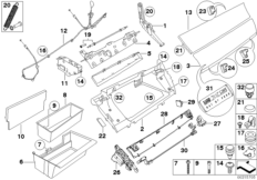 вещевой ящик для BMW E71 X6 35dX M57N2 (схема запасных частей)