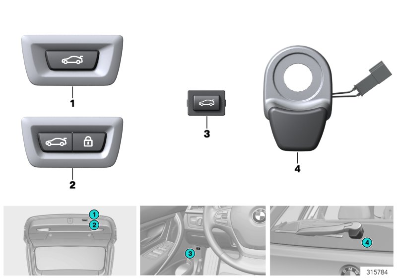 Переключатель багажная дверь/ЦЗ для BMW F21N 114d B37 (схема запчастей)