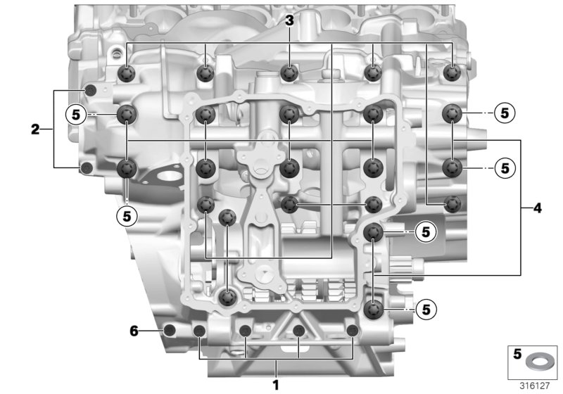 Болты крепления картера двигателя для BMW K47 S 1000 R 17 (0D52, 0D62) 0 (схема запчастей)