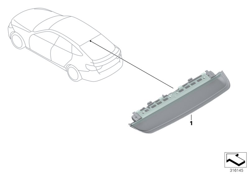 Третий фонарь стоп-сигнала для BMW F36N 420iX B48 (схема запчастей)
