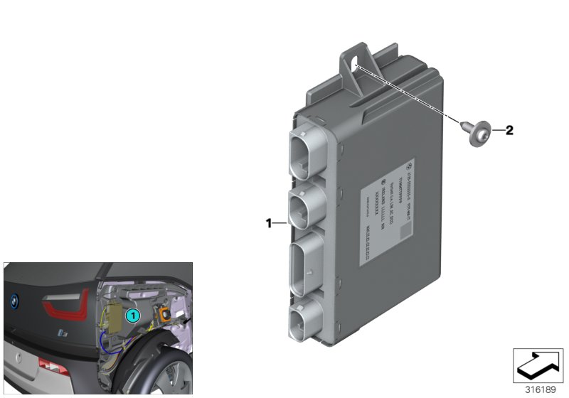 ЭБУ модуля интерфейса зарядки LIM для BMW I01 i3 60Ah IB1 (схема запчастей)