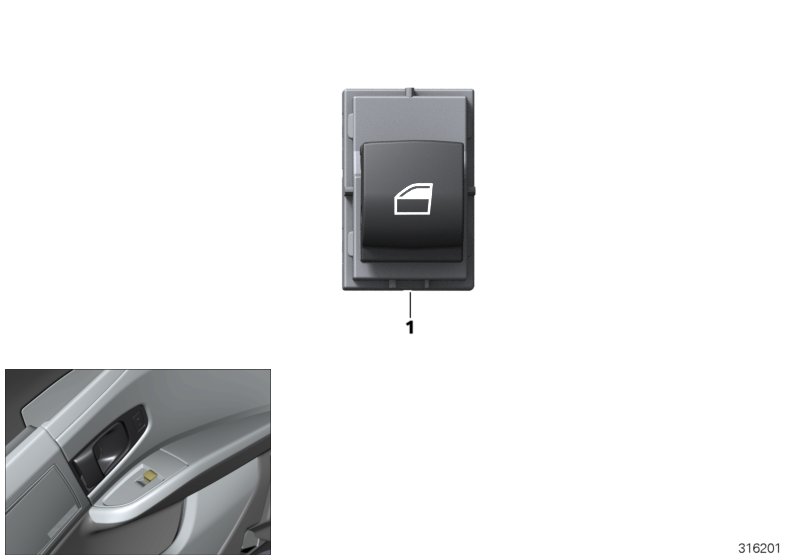 Выключатель стеклоподъемника стор.пасс. для BMW I01 i3 60Ah IB1 (схема запчастей)