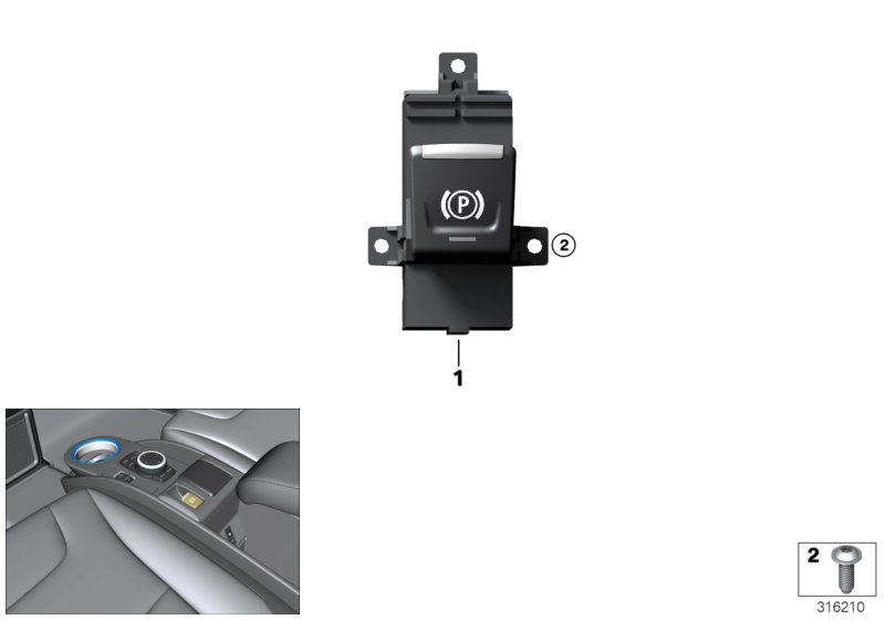 Выключатель парковочного тормоза для BMW I01N i3s 94Ah IB1 (схема запчастей)