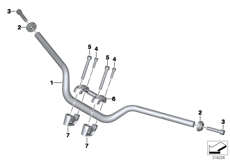 Руль для BMW K21 R nineT (0A06, 0A16) 0 (схема запчастей)