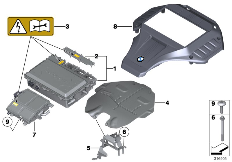Блок силовой электроники для BMW E72 Hybrid X6 N63 (схема запчастей)