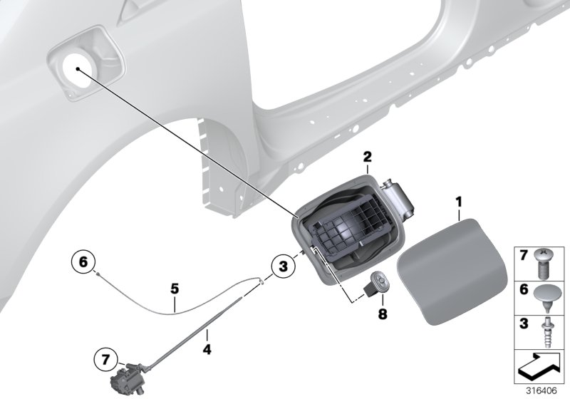 Заслонка заливного отверстия для BMW RR4 Ghost EWB N74R (схема запчастей)