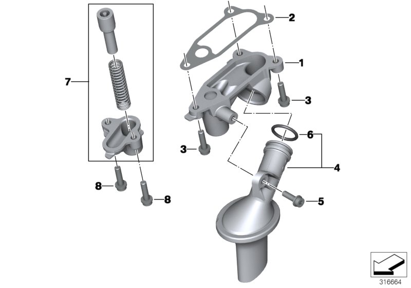 Клапан регулировки давления масла для BMW K47 S 1000 R 17 (0D52, 0D62) 0 (схема запчастей)