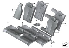 Набивка и обивка базового сиденья Зд для BMW F32 418d B47 (схема запасных частей)