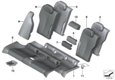 Набивка и обивка задн.сид.,люк в спинке для BMW F32N 440iX B58 (схема запасных частей)