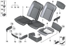 Набивка и обивка сиденья пов.комф.Зд для BMW RR1N Phantom EWB N73 (схема запасных частей)